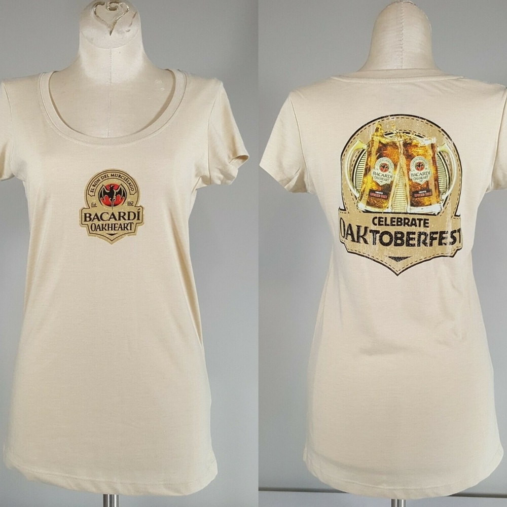 NEW Bacardi Bat Logo Oaktoberfest Tee Women S October Beer Fest Festival T Shirt